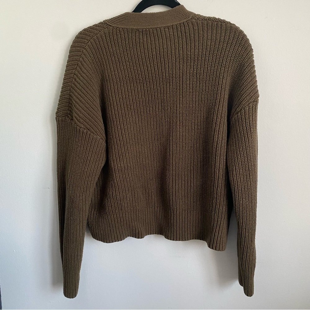Zara Knit Contrast Pockets Oversized Cardigan Sweater • Cocoa Brown • S Small - Picture 8 of 10